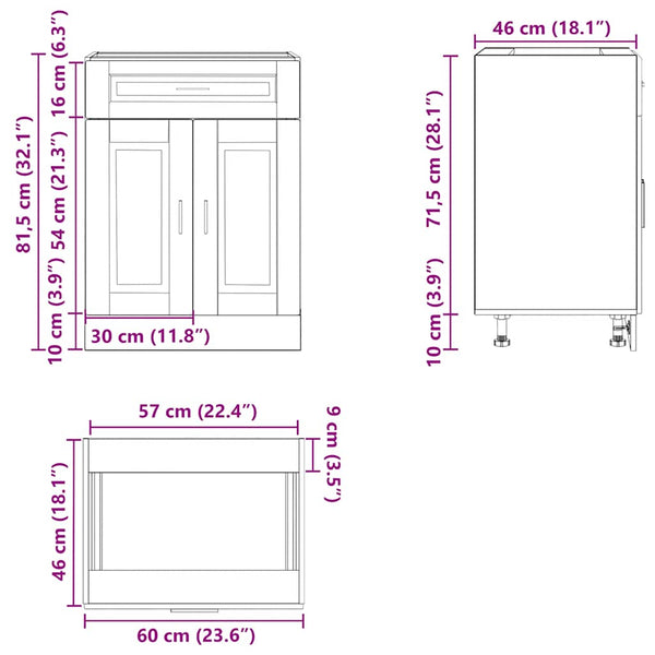 Vidaxl Kitchen Base Cabinet"Porto" Black Engineered Wood Cabinets & Cupboards