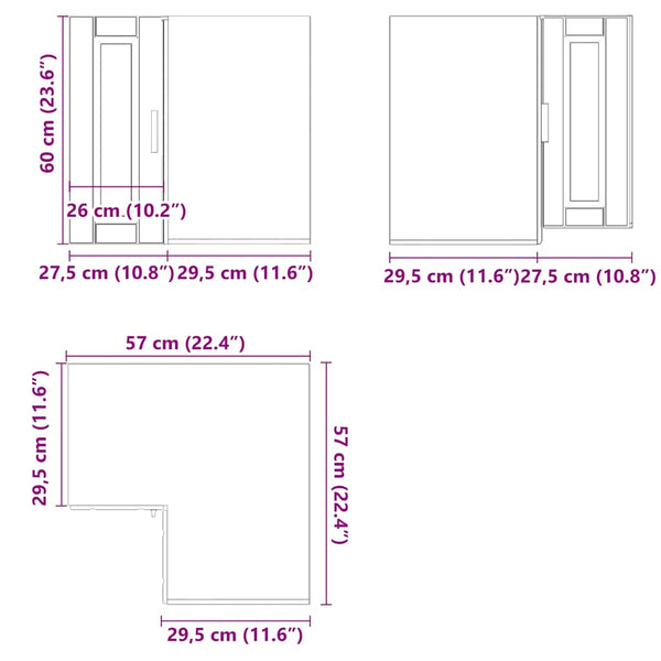 Vidaxl Kitchen Wall Corner Cabinet Porto White Engineered Wood Cabinets & Cupboards