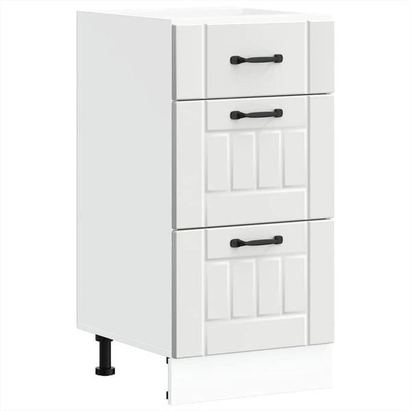 Kitchen Base Cabinet "Lucca" Black / White Engineered Wood Cabinets & Cupboards