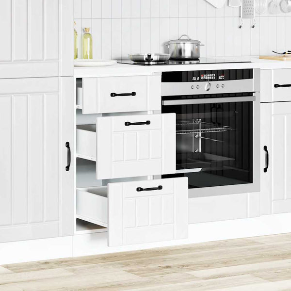Kitchen Base Cabinet "Lucca" Black / White Engineered Wood Cabinets & Cupboards