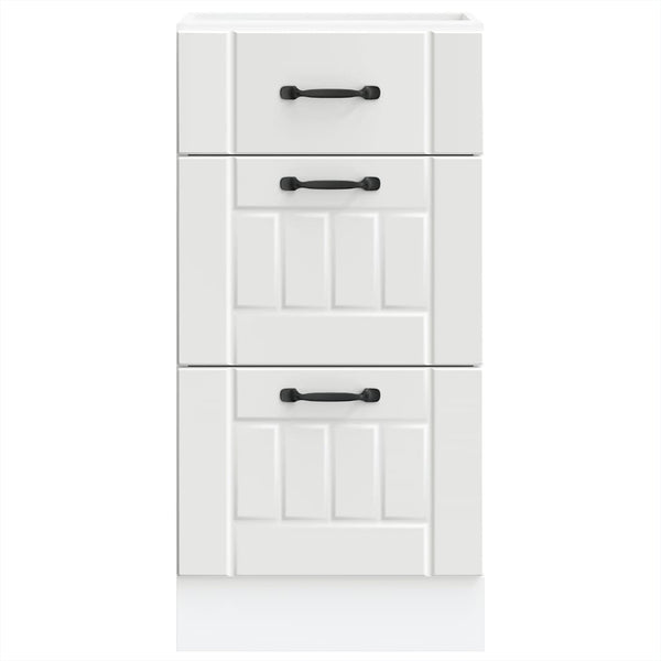 Kitchen Base Cabinet "Lucca" Black / White Engineered Wood Cabinets & Cupboards