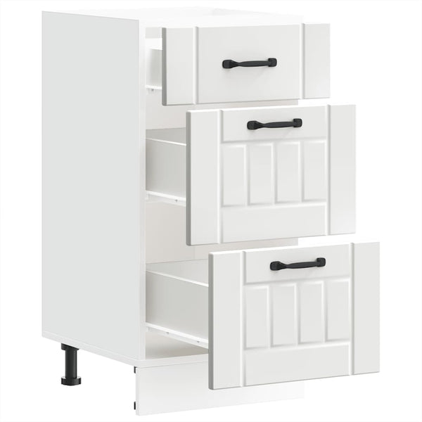Kitchen Base Cabinet "Lucca" Black / White Engineered Wood Cabinets & Cupboards