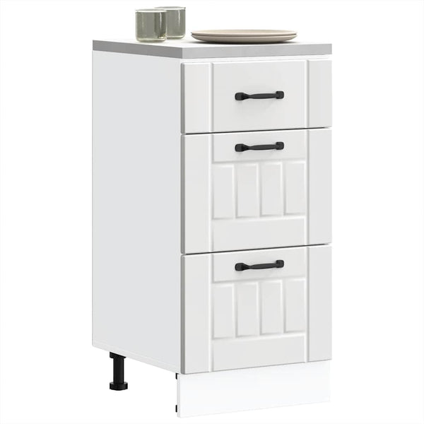 Kitchen Base Cabinet "Lucca" Black / White Engineered Wood Cabinets & Cupboards