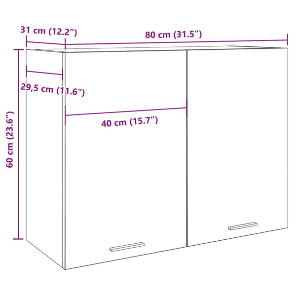 Vidaxl Hanging Cabinet Lyon Concrete Grey 80X31x60 Cm Engineered Wood Hanging Closet Storage
