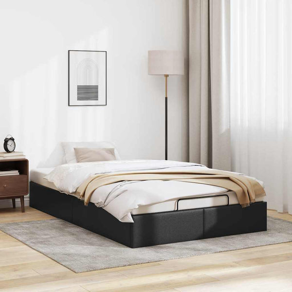 Vidaxl Ottoman Storage Bed Frame Without Mattress Black King Single Faux Leather King Single Bed Frames