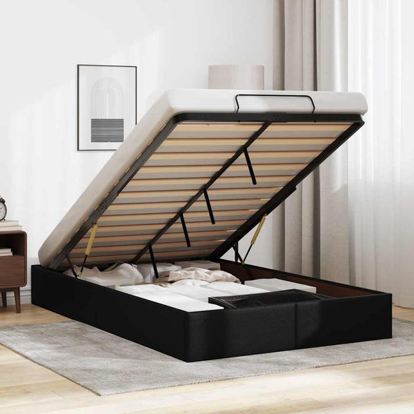Vidaxl Ottoman Storage Bed Frame Without Mattress Black King Single Faux Leather King Single Bed Frames