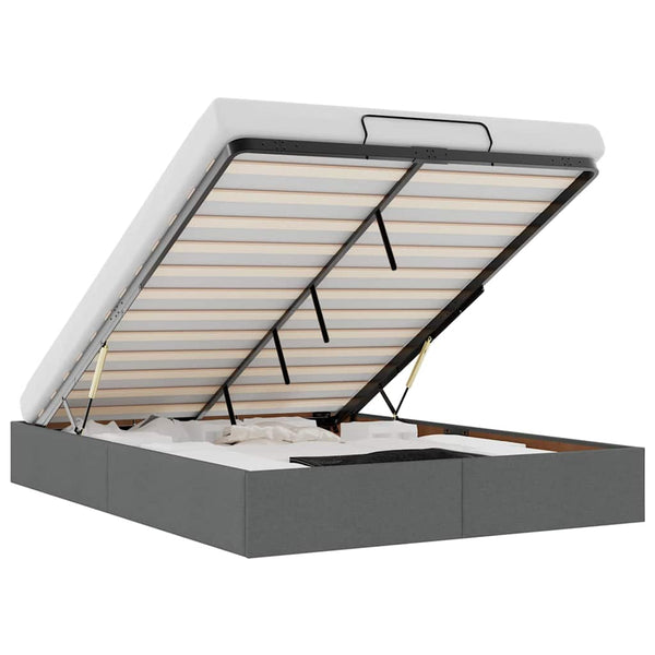 Vidaxl Ottoman Storage Bed Frame Without Mattress Dark Grey Double Fabric Double Bed Frames