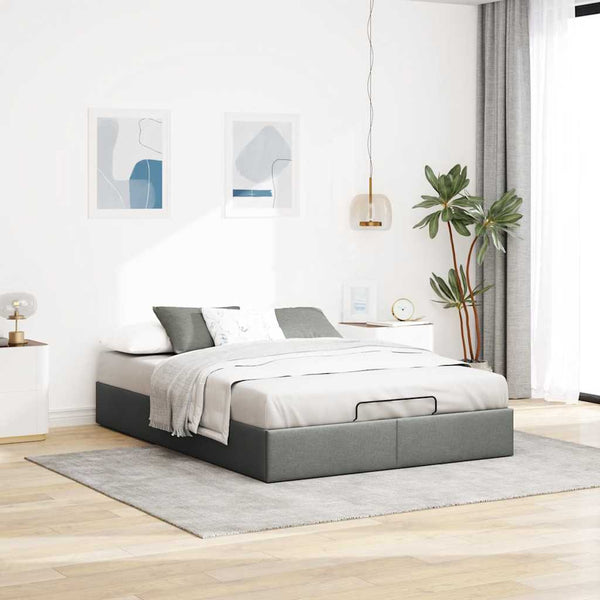 Vidaxl Ottoman Storage Bed Frame Without Mattress Dark Grey Double Fabric Double Bed Frames