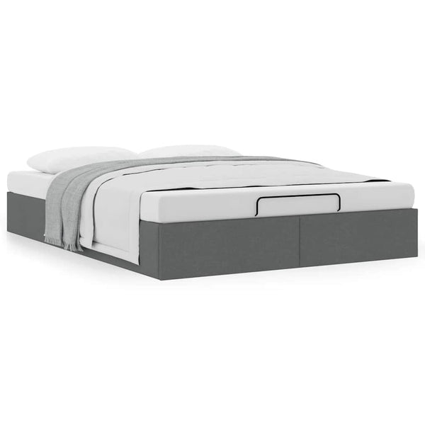 Vidaxl Ottoman Storage Bed Frame Without Mattress Dark Grey Queen Fabric Queen Bed Frames