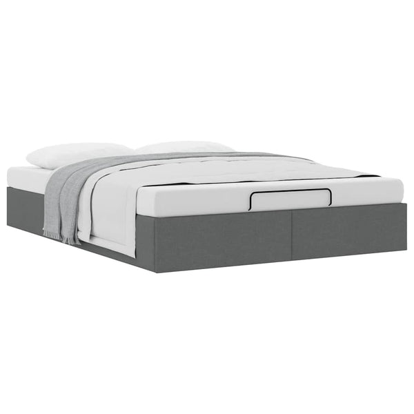 Vidaxl Ottoman Storage Bed Frame Without Mattress Dark Grey Queen Fabric Queen Bed Frames