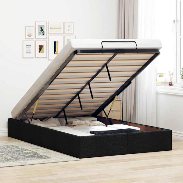 Vidaxl Ottoman Storage Bed Frame Without Mattress Black King Single Fabric Ottomans Footstools & Poufs