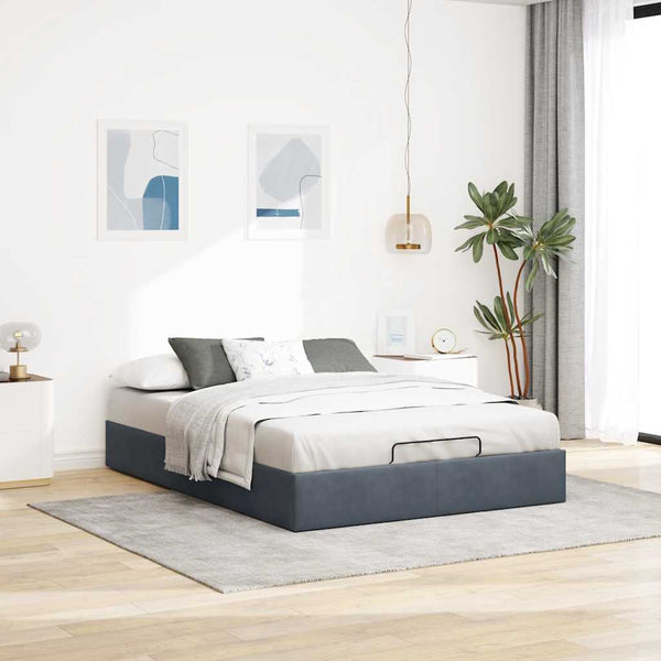 Vidaxl Ottoman Bed Frame No Mattress Dark Grey Double Velvet Ottomans Footstools & Poufs