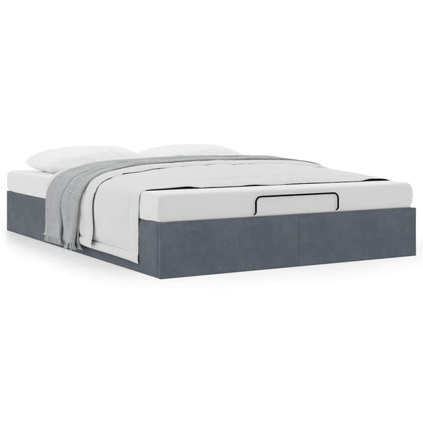 Vidaxl Ottoman Bed Frame No Mattress Dark Grey Double Velvet Ottomans Footstools & Poufs