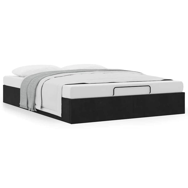 Vidaxl Ottoman Storage Bed Frame No Mattress Black Double Velvet Ottomans Footstools & Poufs
