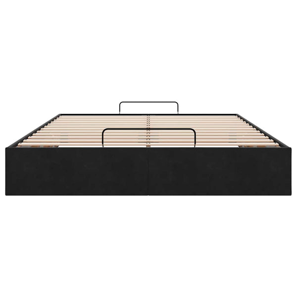 Vidaxl Ottoman Storage Bed Frame No Mattress Black Double Velvet Ottomans Footstools & Poufs