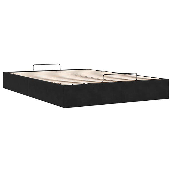 Vidaxl Ottoman Storage Bed Frame No Mattress Black Double Velvet Ottomans Footstools & Poufs