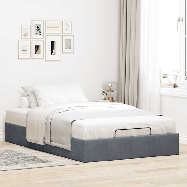 Vidaxl Ottoman Storage Bed Frame No Mattress Dark Grey King Single Velvet Ottomans Footstools & Poufs