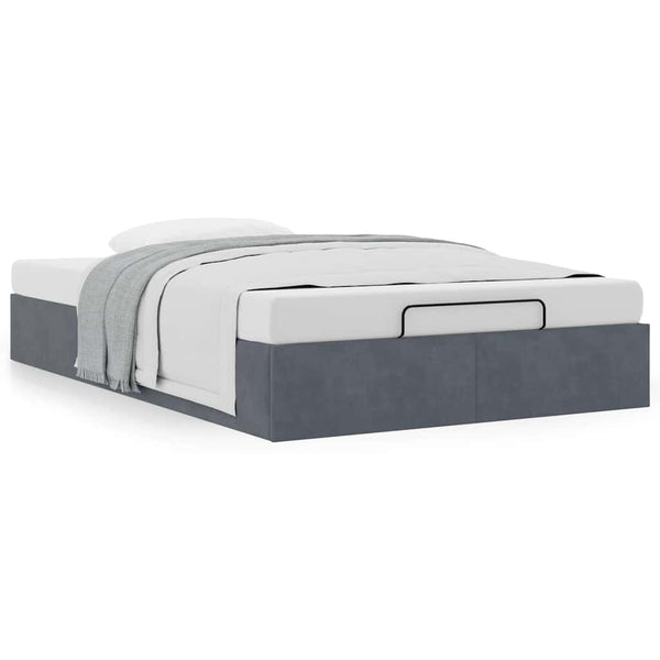Vidaxl Ottoman Storage Bed Frame No Mattress Dark Grey King Single Velvet Ottomans Footstools & Poufs