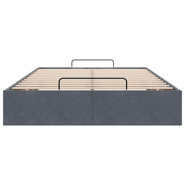 Vidaxl Ottoman Storage Bed Frame No Mattress Dark Grey King Single Velvet Ottomans Footstools & Poufs
