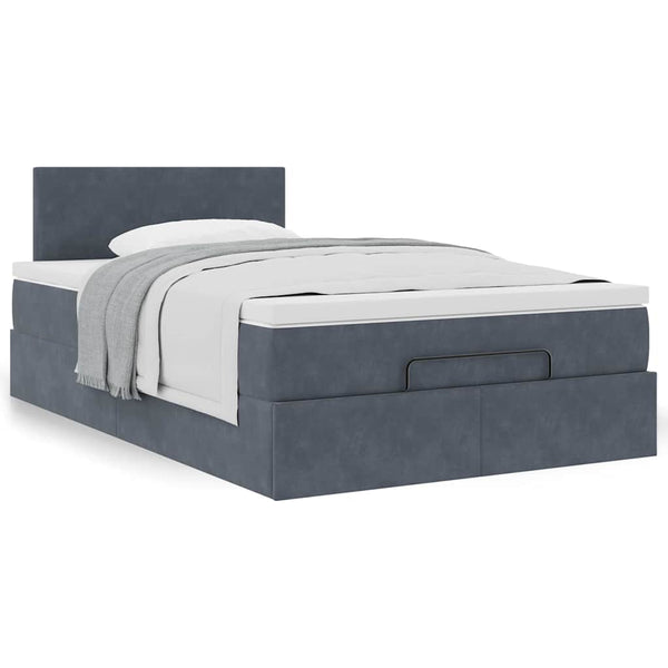 Vidaxl Ottoman Bed With Mattress Dark Grey King Single Velvet King Single Bed Frames