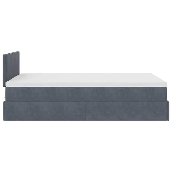 Vidaxl Ottoman Bed With Mattress Dark Grey King Single Velvet King Single Bed Frames