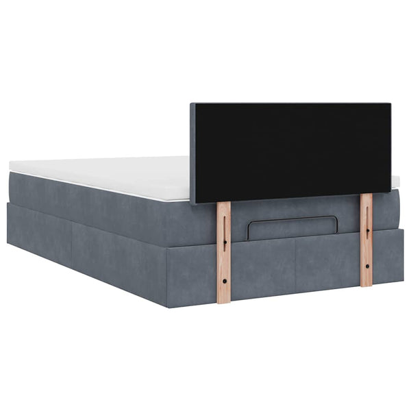 Vidaxl Ottoman Bed With Mattress Dark Grey King Single Velvet King Single Bed Frames