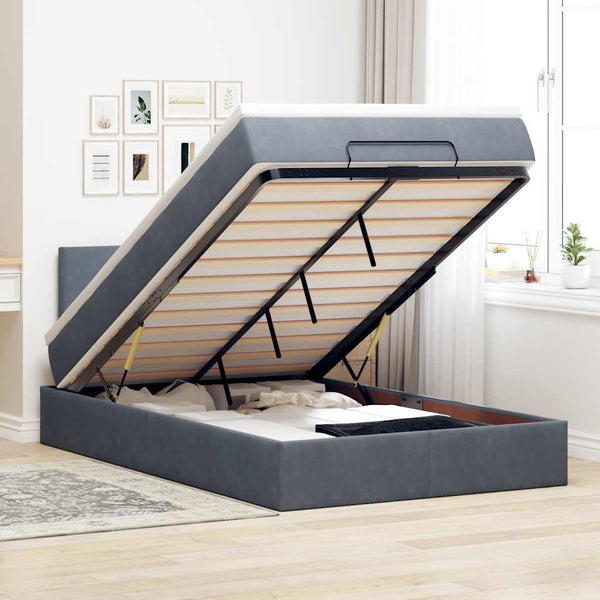 Vidaxl Ottoman Bed With Mattress Dark Grey King Single Velvet King Single Bed Frames