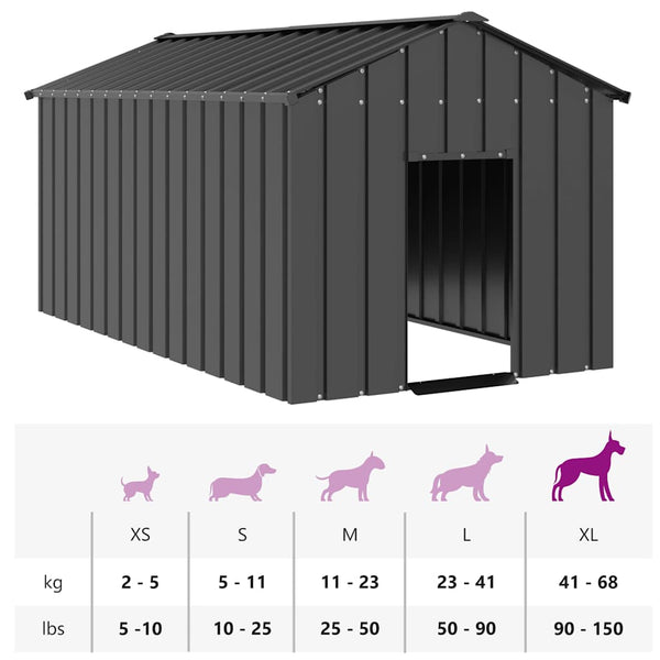 Vidaxl Dog House With Roof 114X202x101 Cm Galvanised Steel Dog Kennels