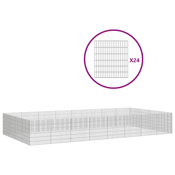 Vidaxl Free Range Animal Enclosure 24 Panel 54X60 Cm Galvanised Iron Small Animal Cages & Hutches