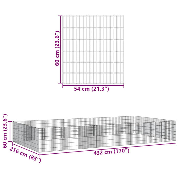 Vidaxl Free Range Animal Enclosure 24 Panel 54X60 Cm Galvanised Iron Small Animal Cages & Hutches