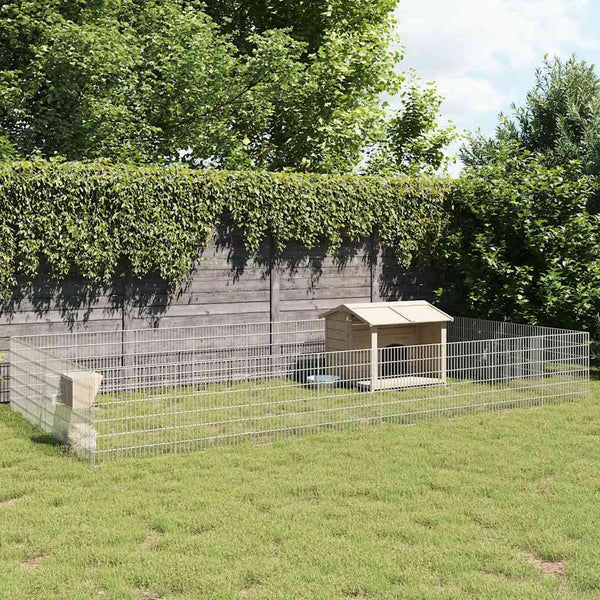 Vidaxl Free Range Animal Enclosure 24 Panel 54X60 Cm Galvanised Iron Small Animal Cages & Hutches
