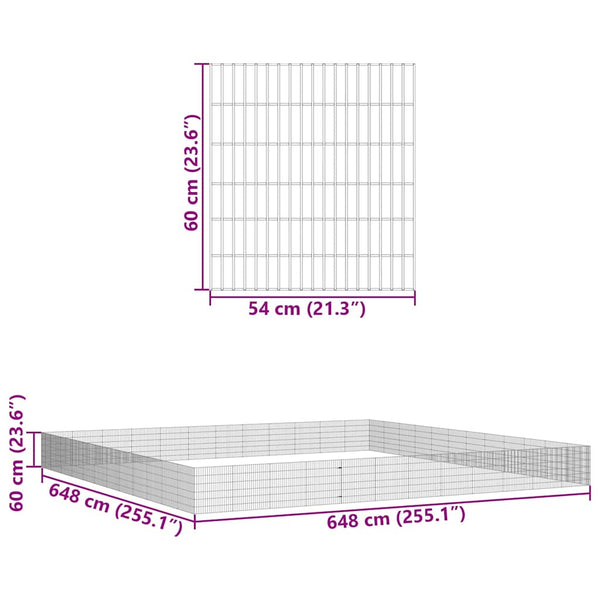 Vidaxl Free Range Animal Enclosure 48 Panel 54X60 Cm Galvanised Iron Small Animal Cages & Hutches
