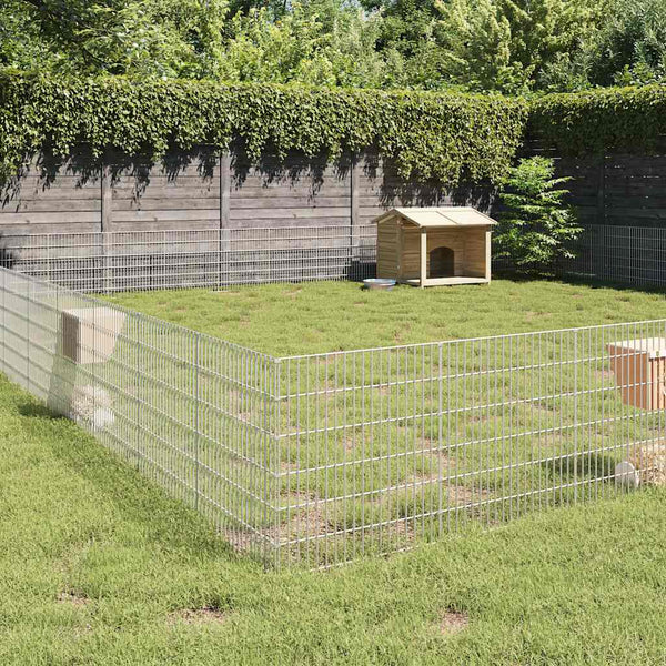 Vidaxl Free Range Animal Enclosure 48 Panel 54X60 Cm Galvanised Iron Small Animal Cages & Hutches