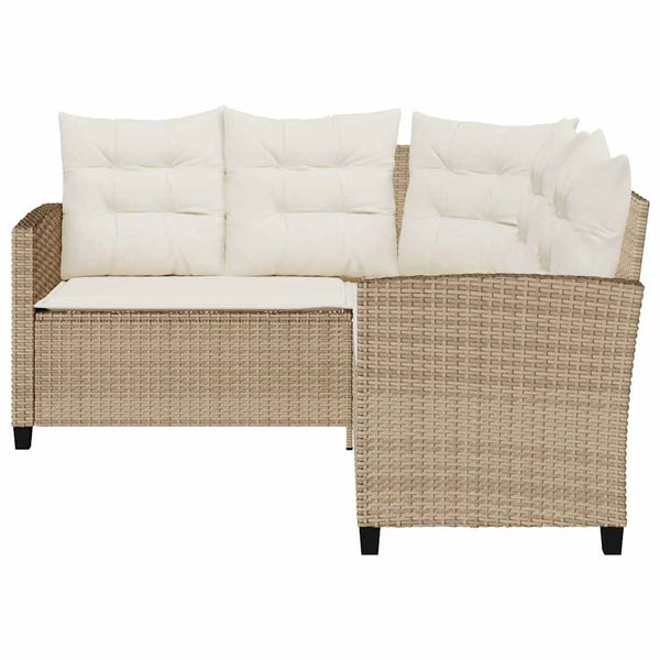Vidaxl Garden Sofa With Table&Cushions L Shaped Beige Poly Rattan Other Patio & Garden Furniture