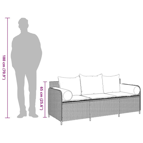 Vidaxl Garden Sofa With Cushions 2 Seater Grey Poly Rattan Patio Chairs