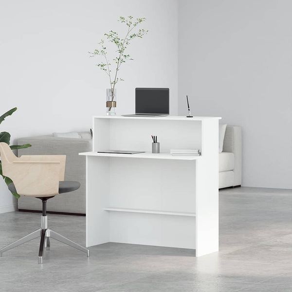 Vidaxl Reception Desk White 100X50x103.5 Cm Engineered Wood Home Office Desks