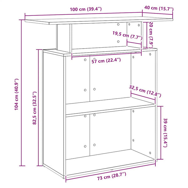 Vidaxl Reception Desk Sonoma Oak 100X40x104 Cm Engineered Wood Home Office Desks