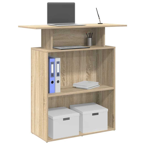 Vidaxl Reception Desk Sonoma Oak 100X40x104 Cm Engineered Wood Home Office Desks