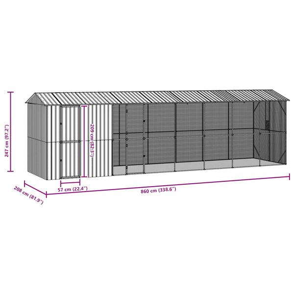 Vidaxl Bird Cage Anthracite 860 X 208 247 Cm Galvanised Steel Bird Cages