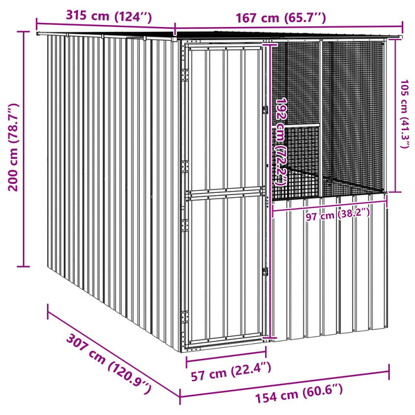 Vidaxl Bird Cage Anthracite 165 X 318 200 Cm Galvanised Steel Bird Cages