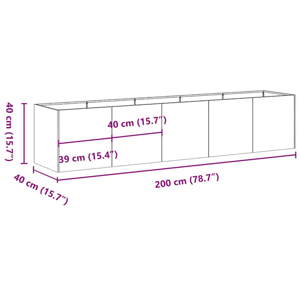 Vidaxl Planter Rusty 200X40x40 Cm Weathering Steel Planters & Vases