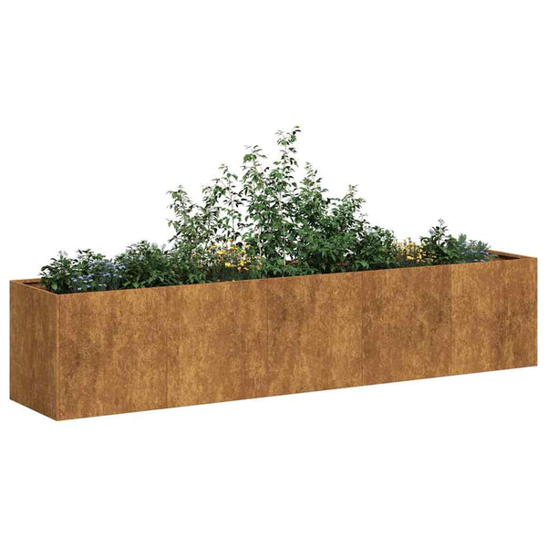 Vidaxl Planter Rusty 200X40x40 Cm Weathering Steel Planters & Vases