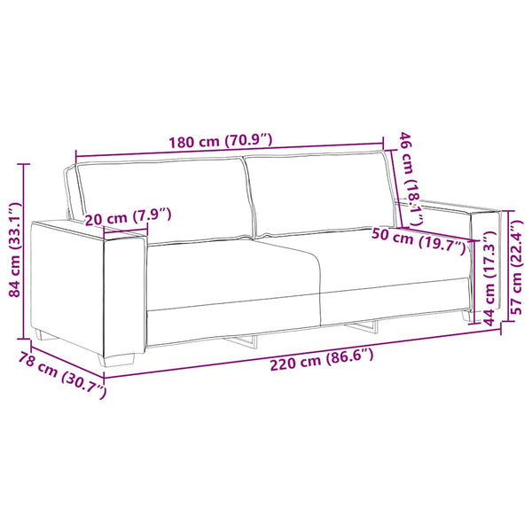 Vidaxl 3 Seater Sofa Black 220X78x84 Cm Velvet Sofas Armchairs & Couches