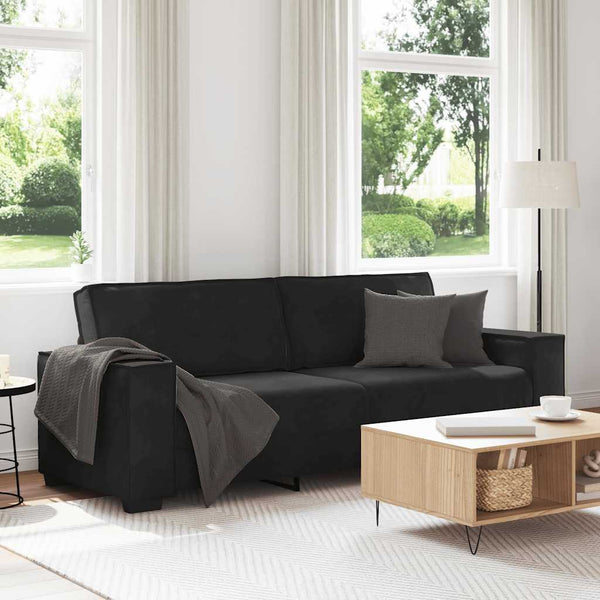 Vidaxl 3 Seater Sofa Black 220X78x84 Cm Velvet Sofas Armchairs & Couches