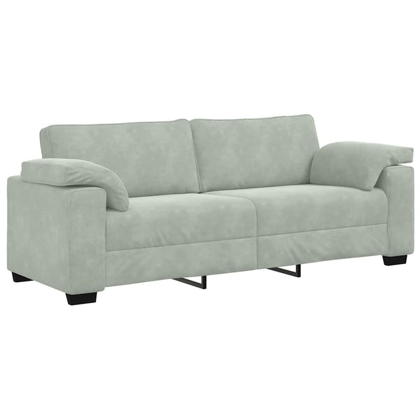 Vidaxl 3 Seater Sofa Light Grey 220X77x82 Cm Velvet Sofas Armchairs & Couches