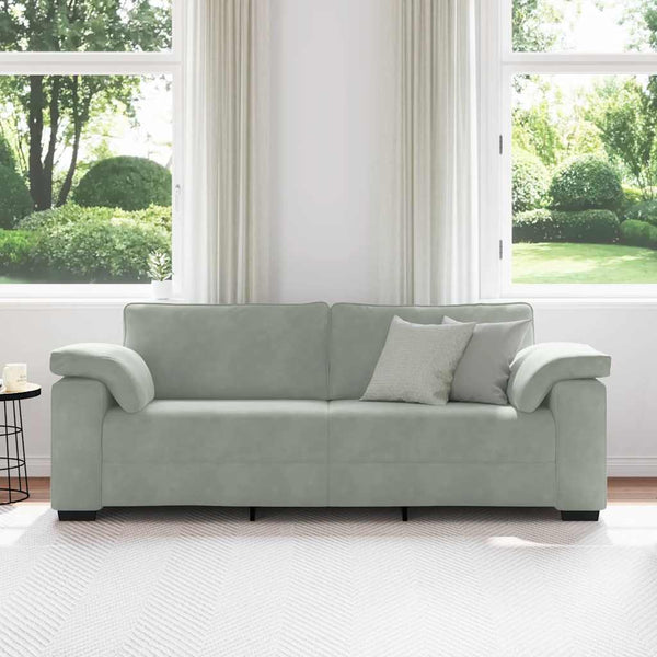 Vidaxl 3 Seater Sofa Light Grey 220X77x82 Cm Velvet Sofas Armchairs & Couches