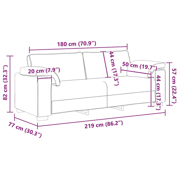 Vidaxl 3 Seater Sofa Light Grey 220X77x82 Cm Velvet Sofas Armchairs & Couches