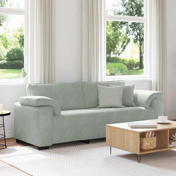 Vidaxl 3 Seater Sofa Light Grey 220X77x82 Cm Velvet Sofas Armchairs & Couches