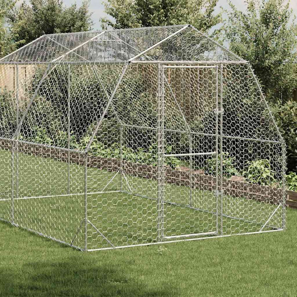 Vidaxl Chicken Run 2.5X4x2.25 M Galvanised Steel Small Animal Cages & Hutches