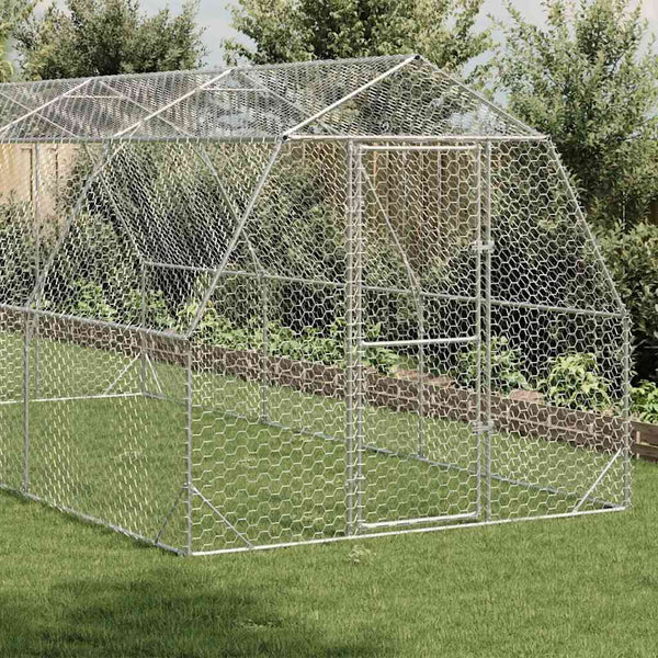 Vidaxl Chicken Run 2.5X6x2.25 M Galvanised Steel Small Animal Cages & Hutches